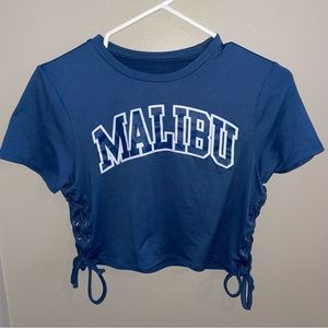Malibu Cropped Top With Side Ties || NEW Blue, Women’s Size (M), Summer Fashion